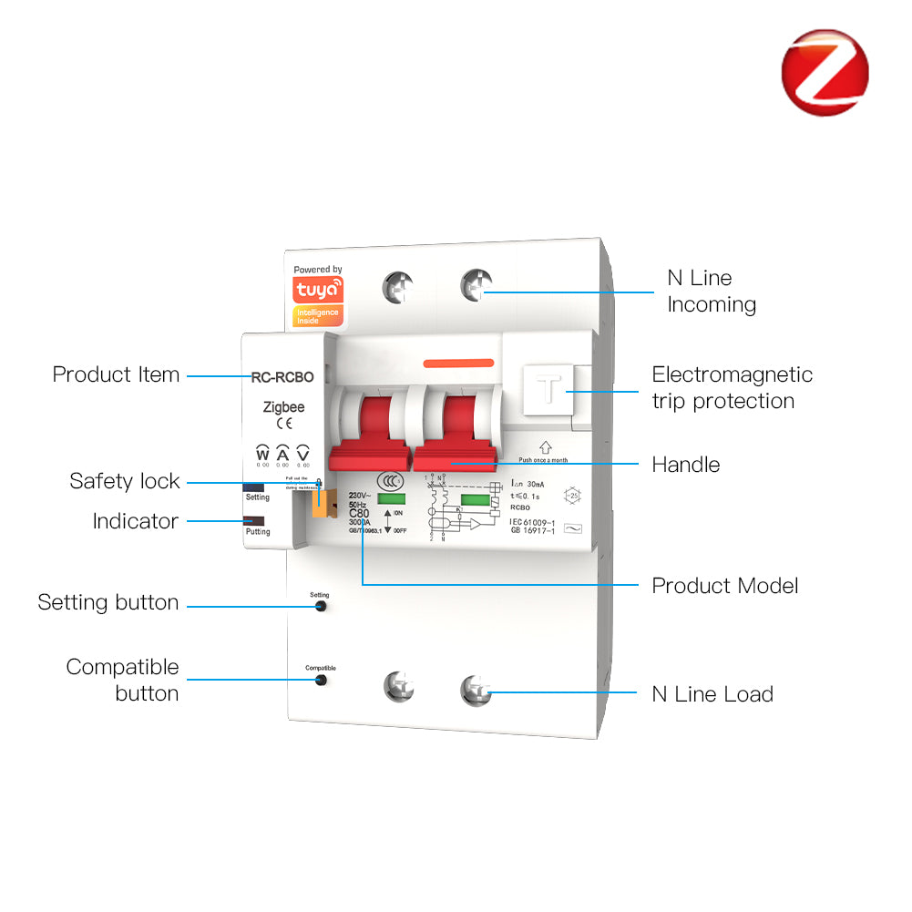WCB-SC-1P80 Tuya Smart Circuit Breaker 6
