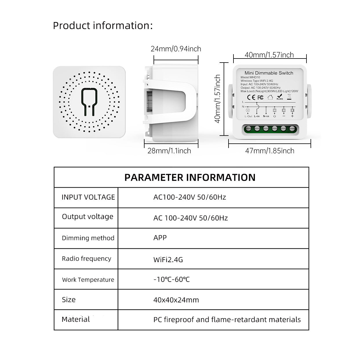 WHD10 Tuya Dimmable Switch Module 7